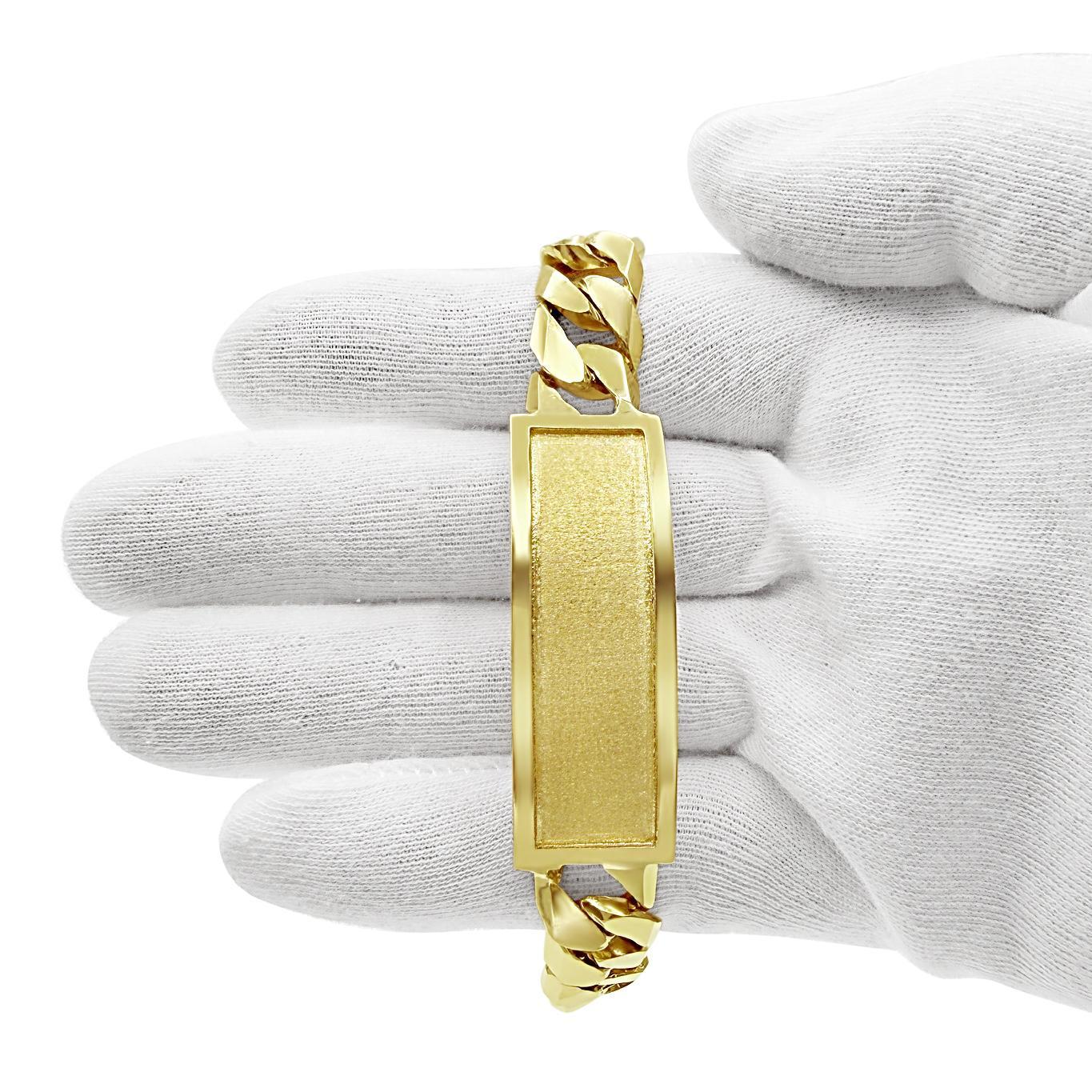 14K Yellow Gold Cuban Link Chain ID Men's Bracelet