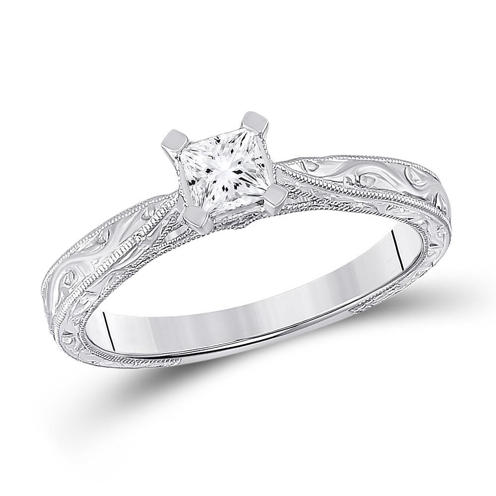Princess Cut Diamond Solitaire Engagement Ring 0.48ctw 14K White Gold