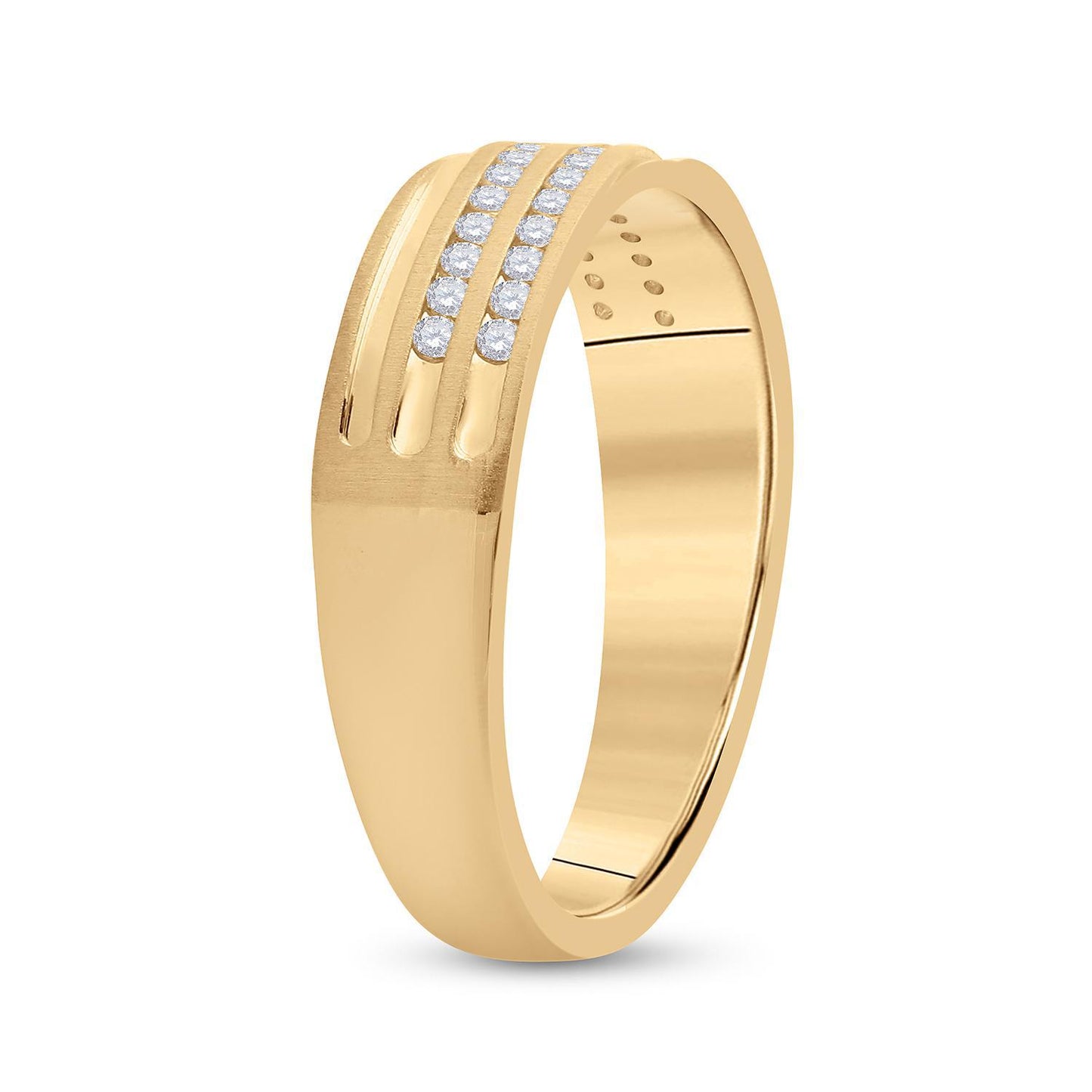 1/4cttw Diamond Wave Wedding Mens Band Ring 10k Yellow Gold