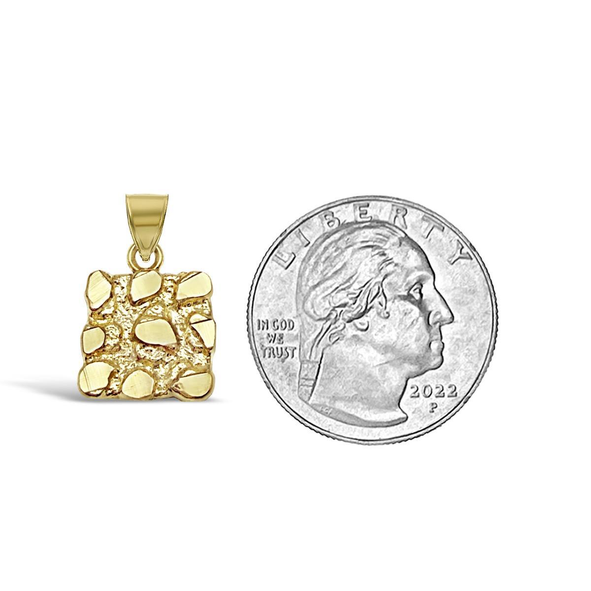 10K Yellow Gold Nugget Pendant Square