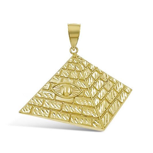 Egyptian Pyramid 10k Yellow Gold Pendant Charm 2"