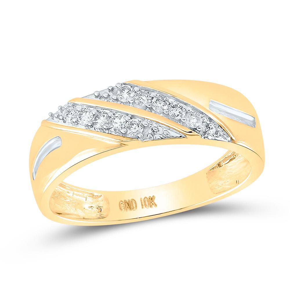 0.6ctw Diamond Trio Wedding His Hers Ring Set 10k Yellow Gold Square Cluster