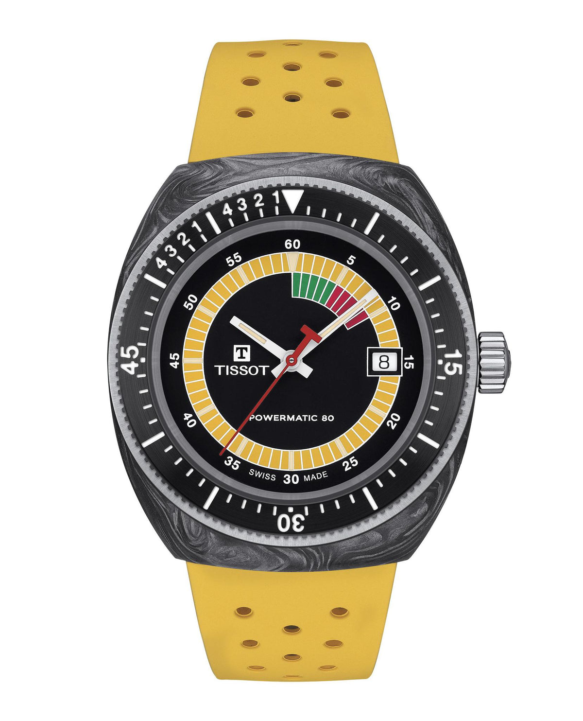 Tissot Sideral Powermatic 80 41mm Yellow Strap Watch T1454079705700
