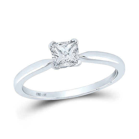 0.52ctw Princess Cut Diamond Solitaire Engagement Ring 14K White Gold