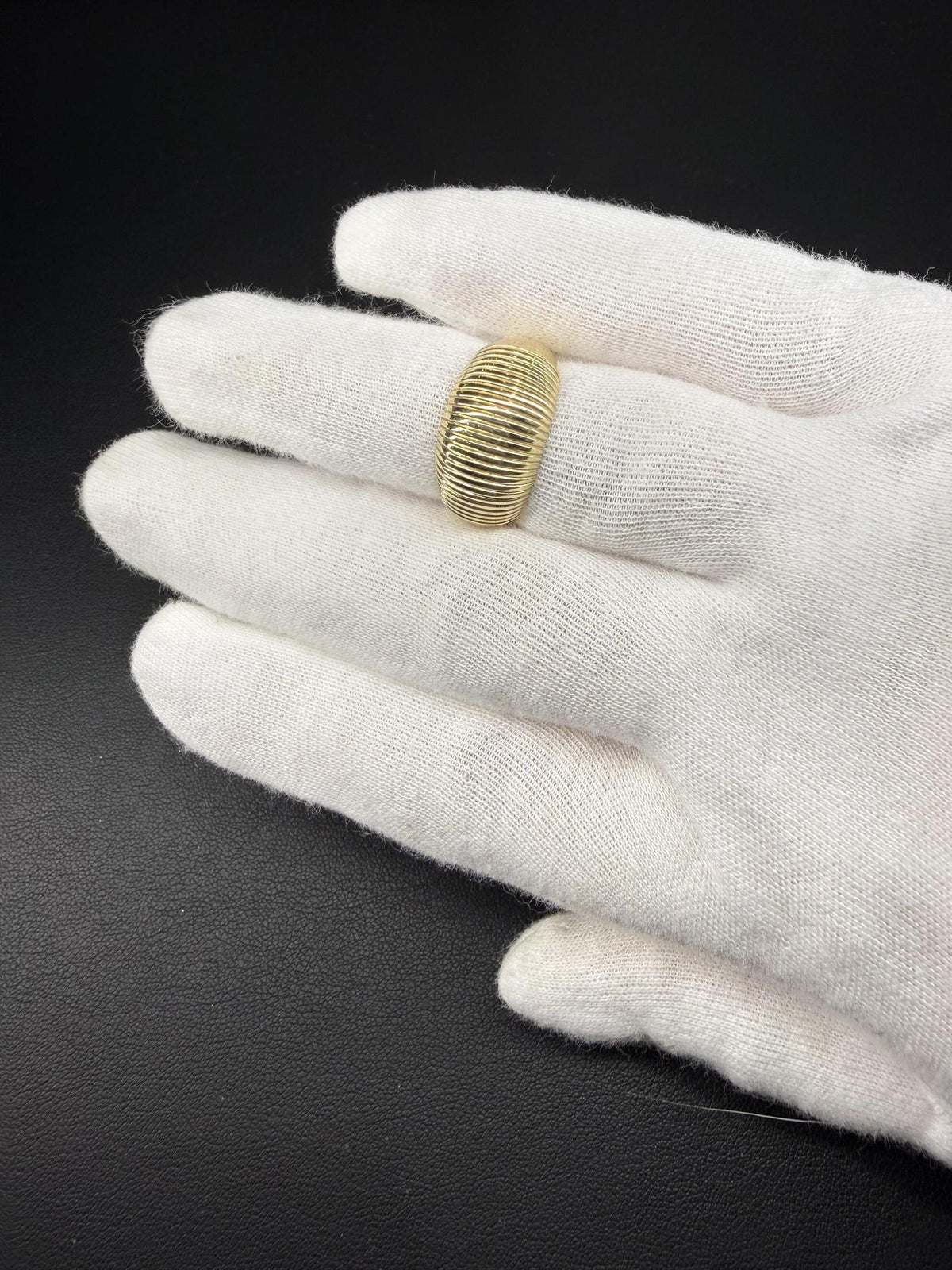 10K Yellow Gold Ribbed Dome Ring
