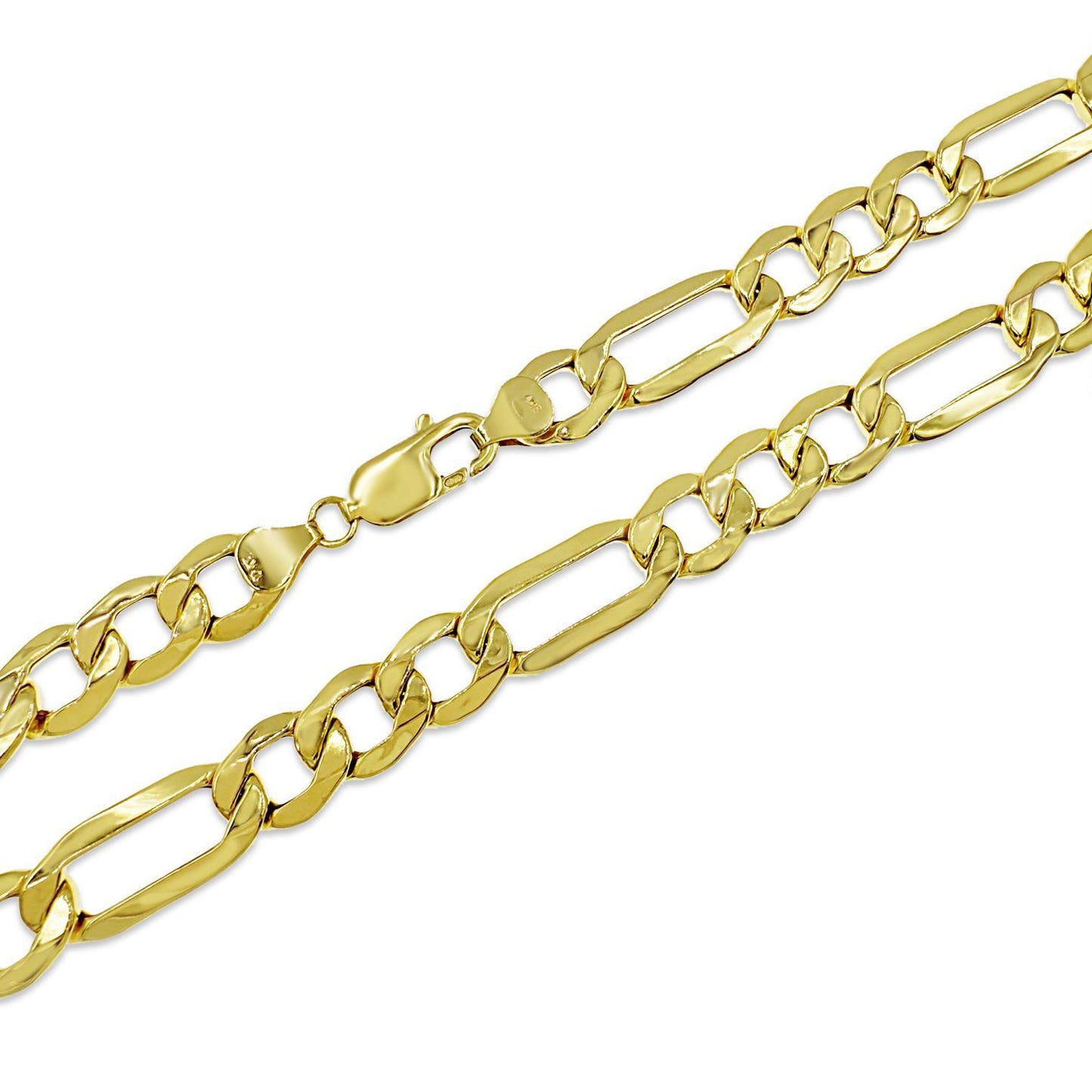 Figaro Link Chain Mens Necklace 9.5 mm 10k Yellow Gold