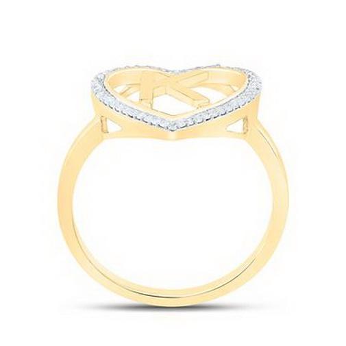 Diamond Initial K Heart Ring 10K Yellow Gold Womens