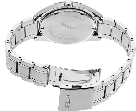 Seiko Essentials Quartz Silver Tone Blue Dial Mens Watch SUR309