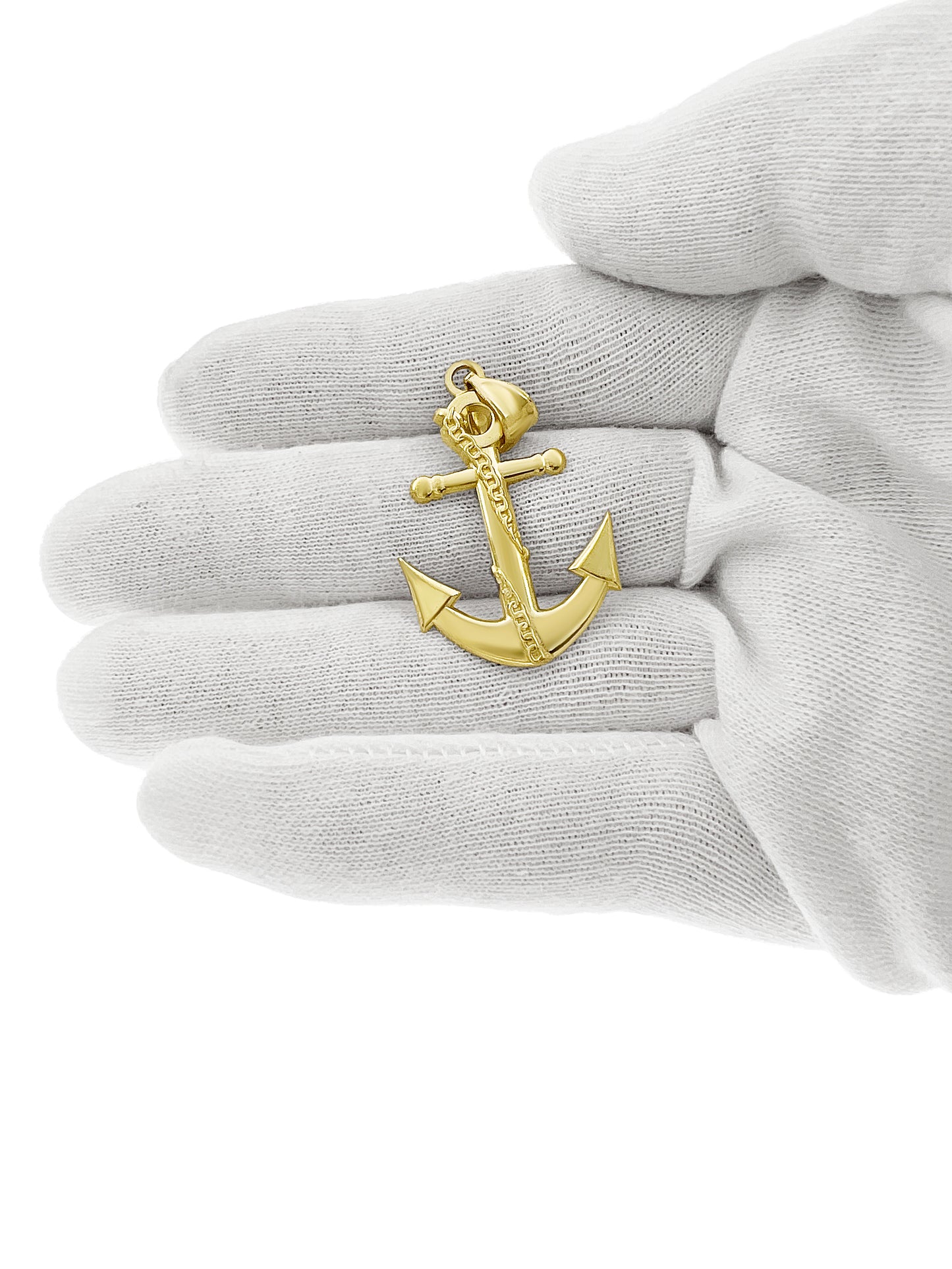 Anchor Charm Pendant Real 10K Yellow Gold 1.4"