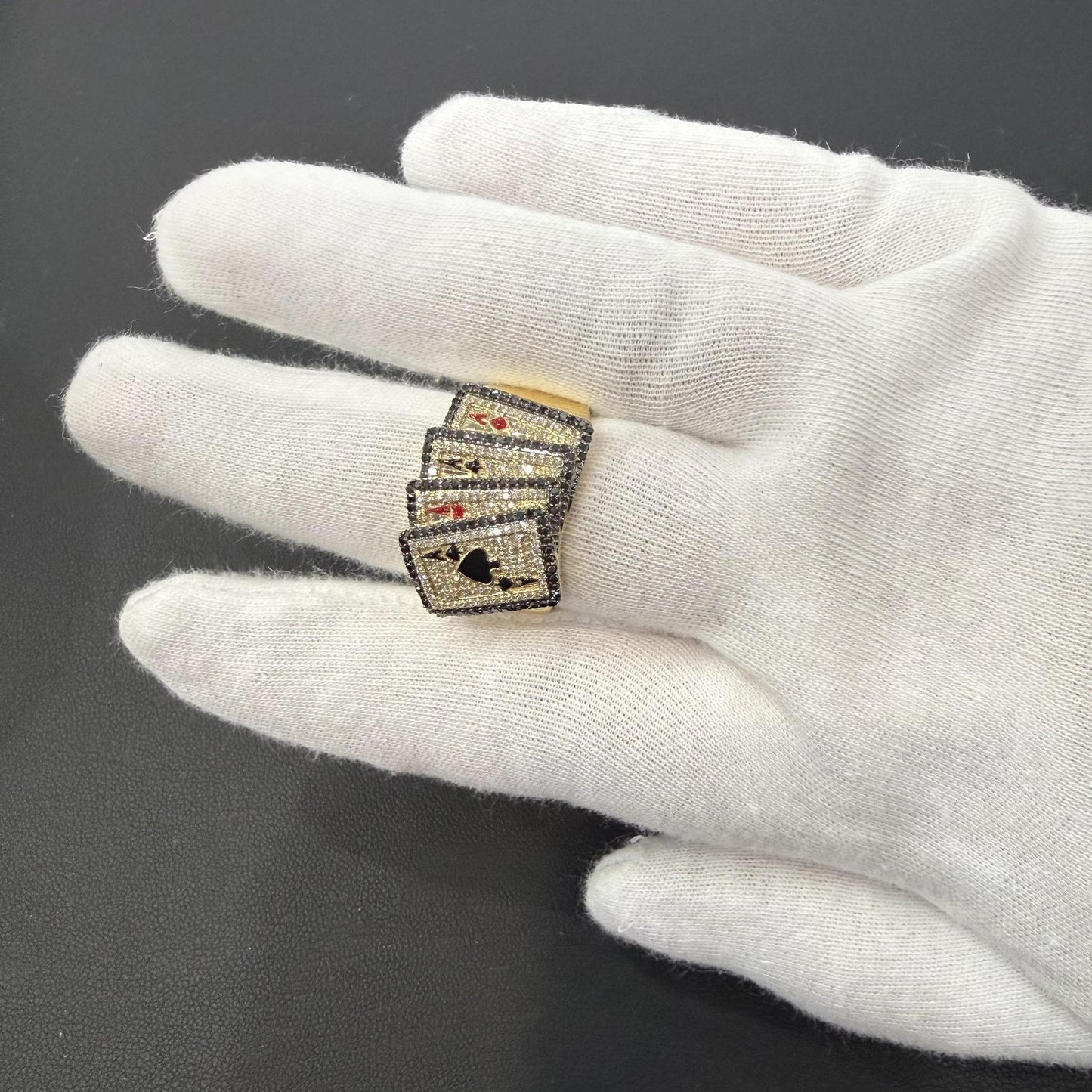 0.75ctw Diamond Ace Spades Mens Ring 10k Yellow Gold