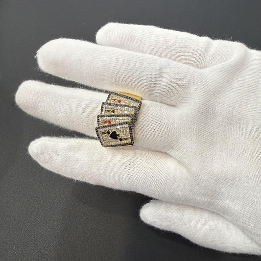 0.75ctw Diamond Ace Spades Mens Ring 10k Yellow Gold