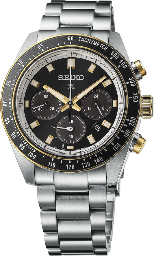 Seiko Prospex Speedtimer Solar Chronograph Mens Black Dial Watch SSC941