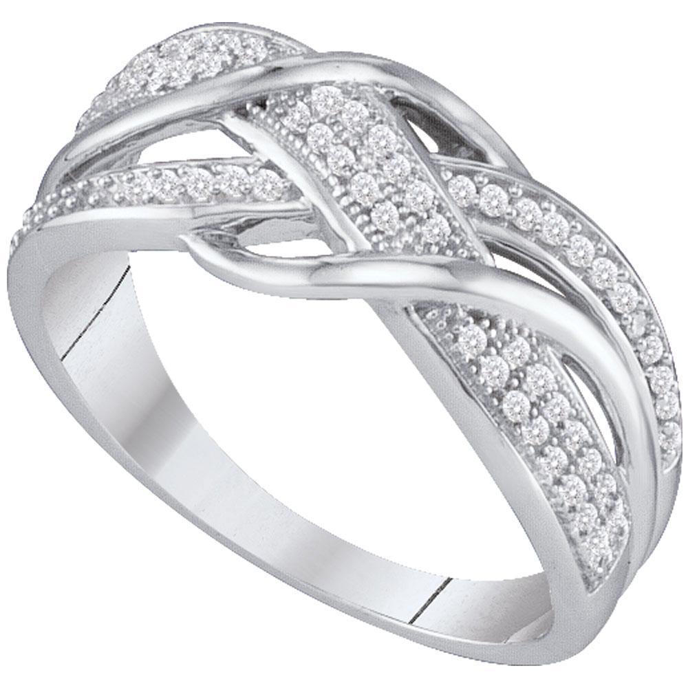 0.20cttw Round Diamond Crossover Band Womens Ring 10k White Gold