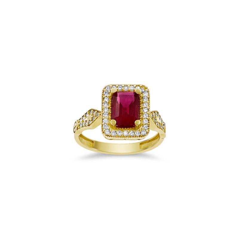 14k Gold Birthstone Ring Red Women Band Size 7.5