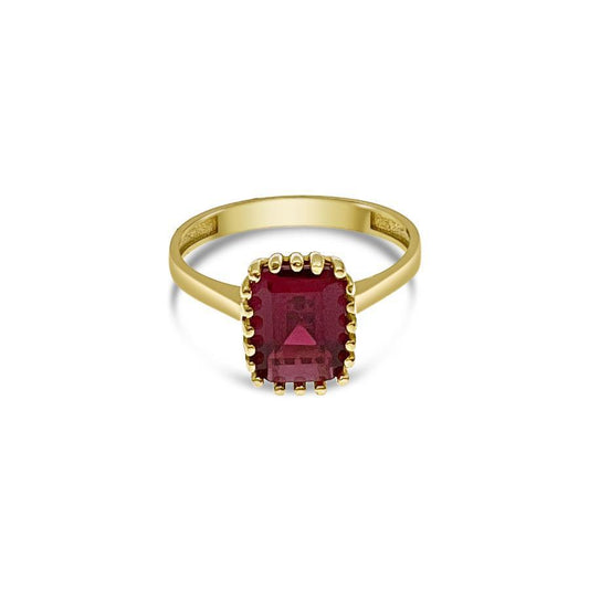 14k Gold Birthstone Ring Red Women Band Size 7