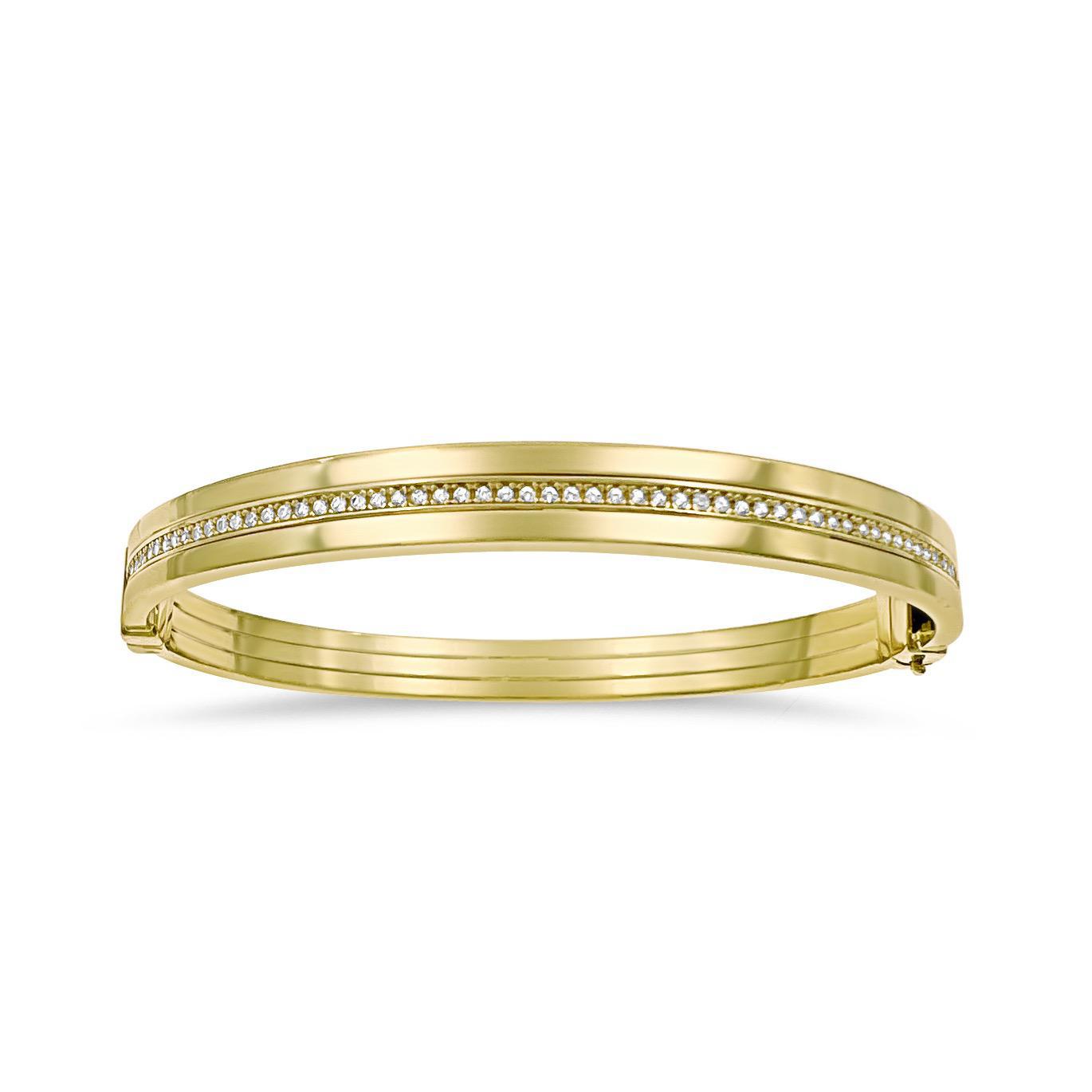 14k Gold Stackable Hinged Bangle Bracelet 7.5 inch