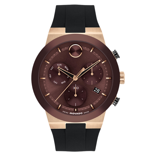 Movado Bold Quartz Chronograph Cherry Dial Mens Watch 3601332