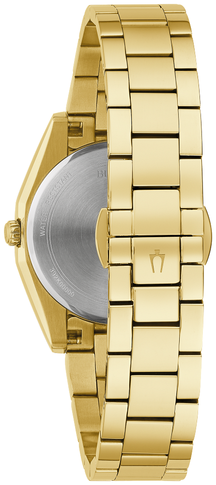 Bulova Surveyor Diamond Gold Tone Mother-of-Pearl White Dial Womens Watch 97P172