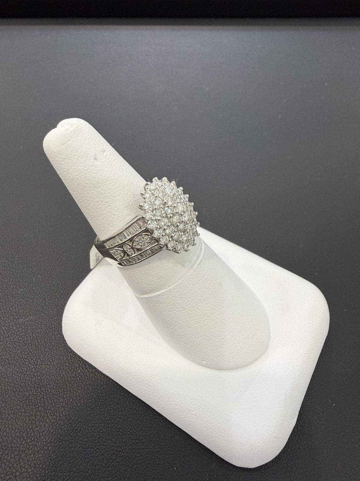 1.50ctw Diamond Oval Cluster Statement Ring 10K White Gold