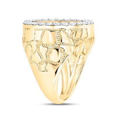 1.33ctw Diamond Centenario Coin Men's Ring Halo 10K Yellow Gold