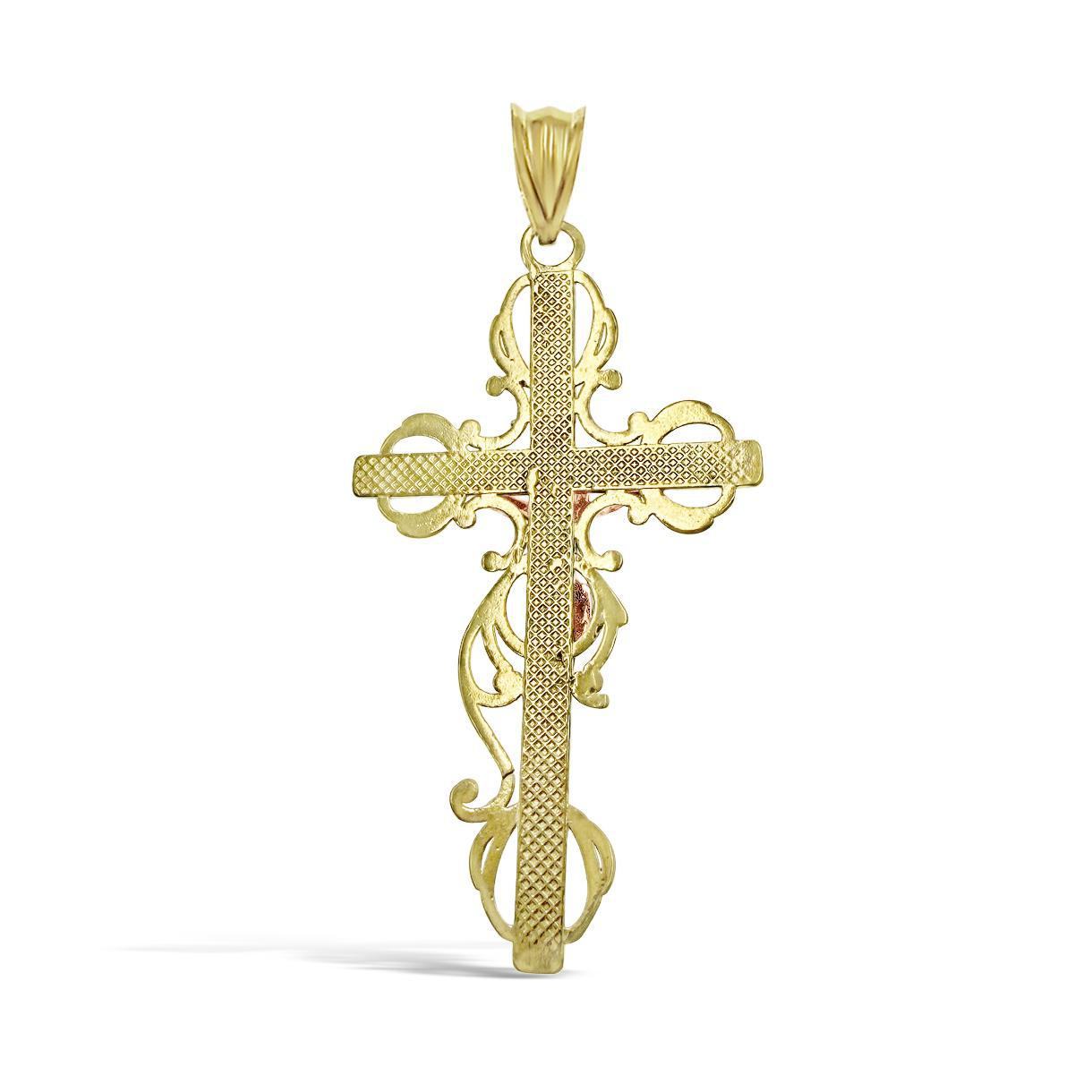 Cross Jesus Crucifix Pendant 10k Yellow White Rose Gold Charm 2 inch