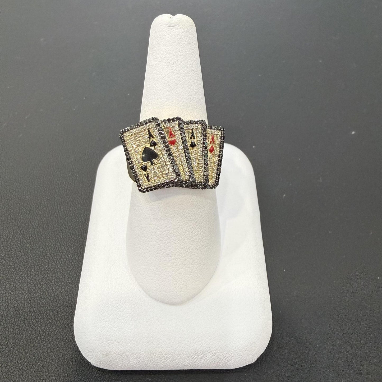 0.75ctw Diamond Ace Spades Mens Ring 10k Yellow Gold