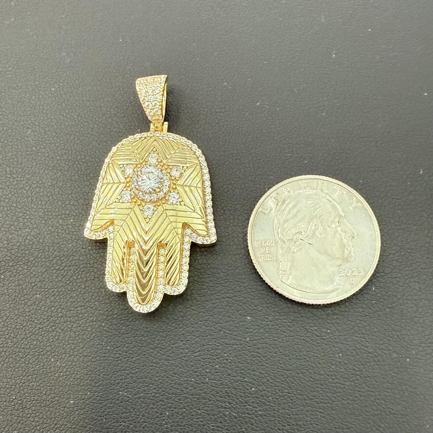 Hamsa Pendant Gold Plated 925 Sterling Silver