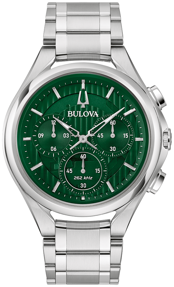 Bulova CURV Green Dial Men Chronograph Watch 96A297