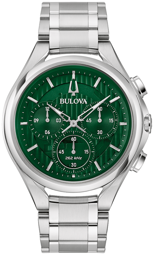 Bulova CURV Green Dial Men Chronograph Watch 96A297