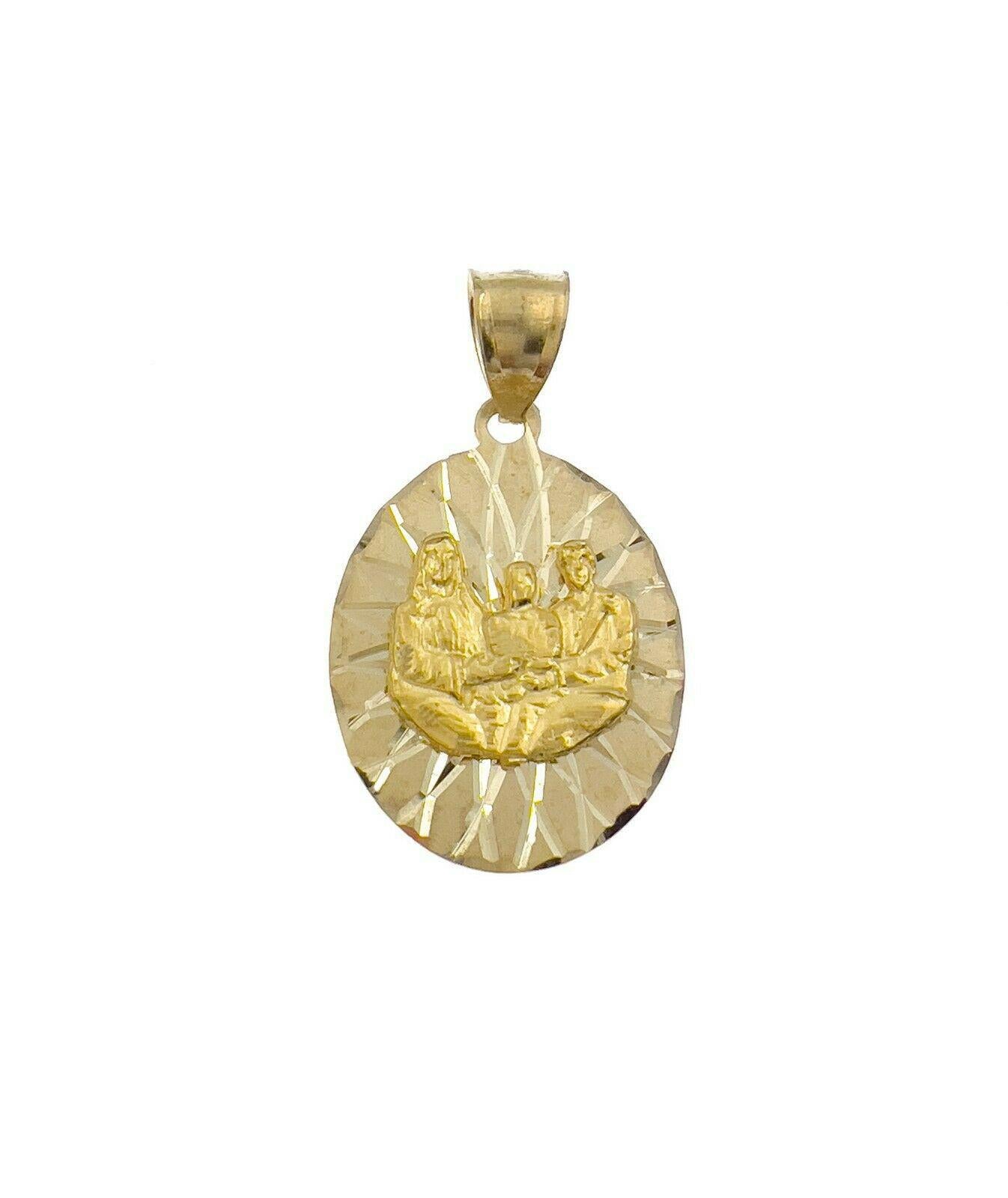 Holy Family Oval Pendant 10k Yellow Gold