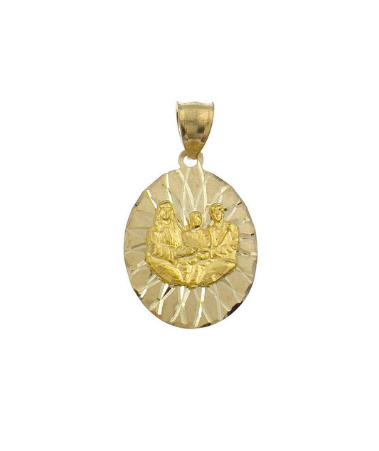 Holy Family Oval Pendant 10k Yellow Gold
