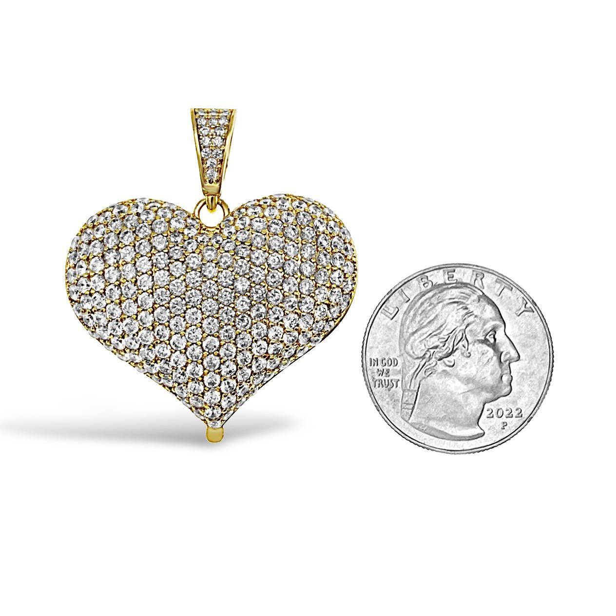 Pave Heart Photo Locket Gold over 925 Sterling Silver