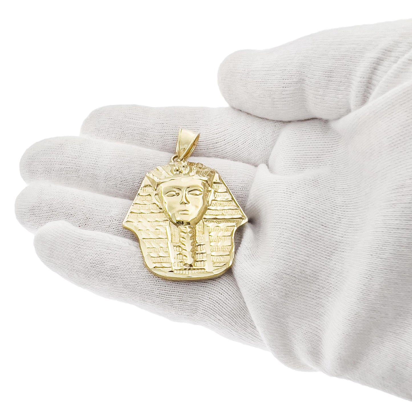 10k Yellow Gold Egyptian Pharaoh Pendant Charm King Tut 2"