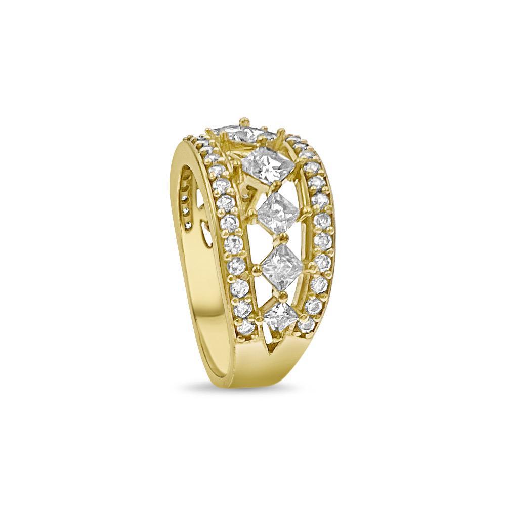 10k Yellow Gold Band Ring Women CZ Size 7