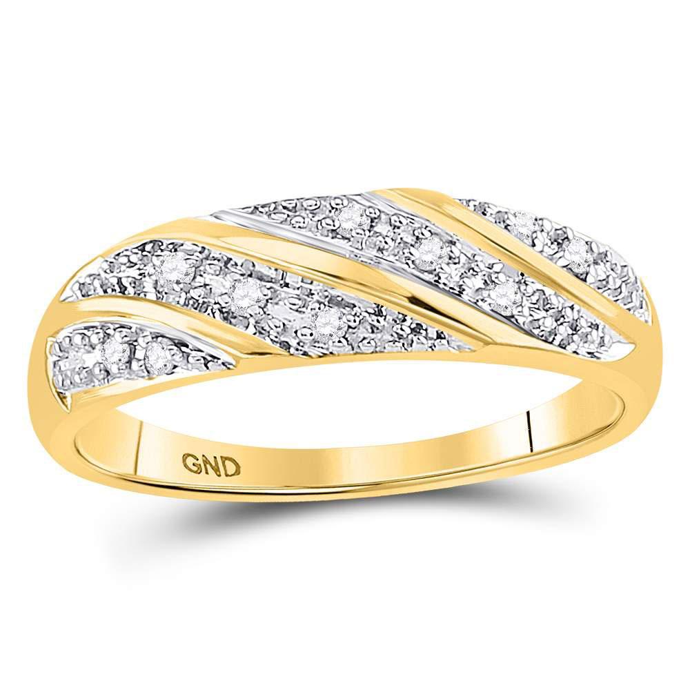 10kt Yellow Gold His Hers Round Diamond Square Matching Bridal Wedding Ring Set