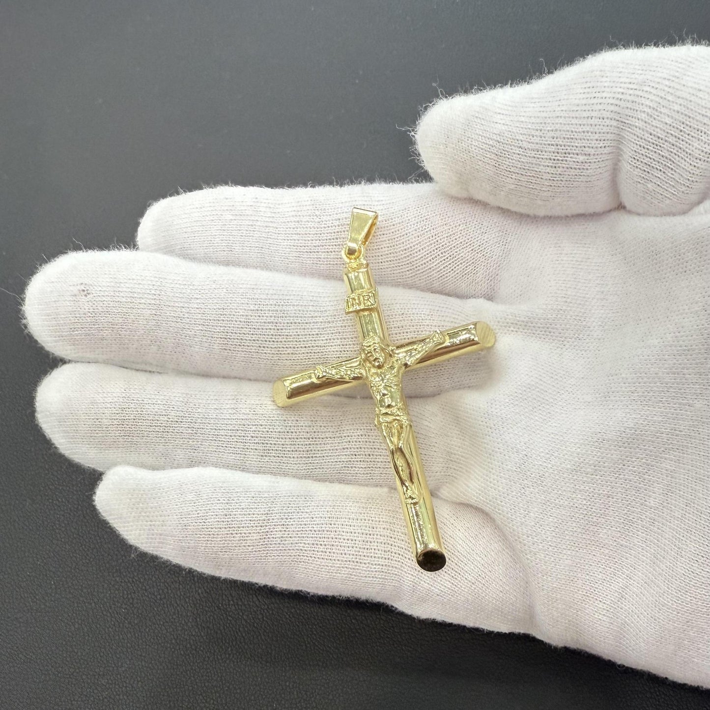 Cross Crucifix Pendant Charm 925 Sterling Silver Gold Plated 2.5"