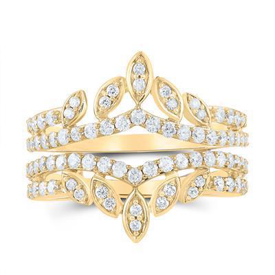 1Ctw Round Diamond Wrap Guard Enhancer Wedding Womens Ring Band 14k Yellow Gold