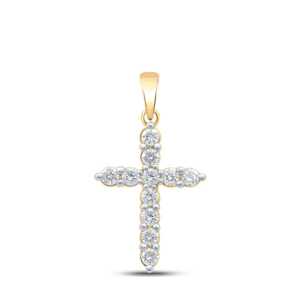 0.49ctw Diamond Cross Pendant 10K Yellow Gold