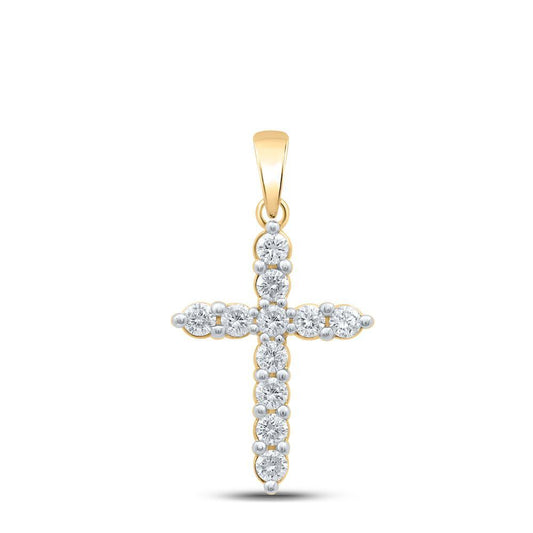 0.49ctw Diamond Cross Pendant 10K Yellow Gold