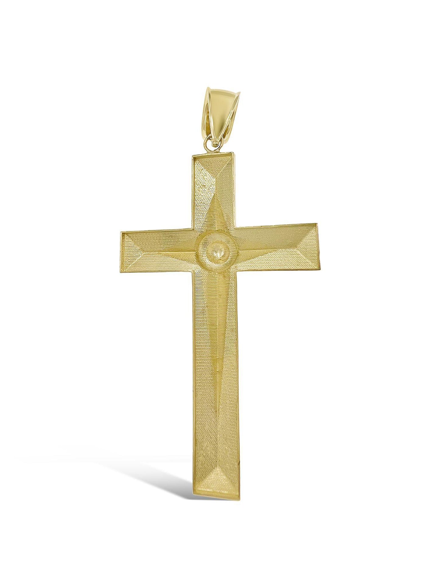 10k Yellow Gold Cross Pendant Men Charm 3"