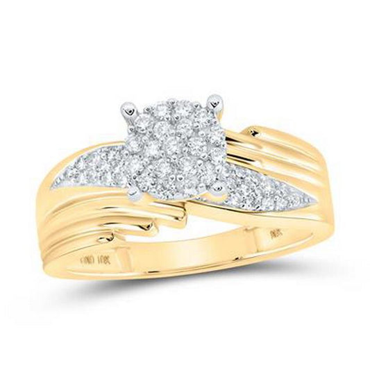 Diamond Cluster Bridal Engagement Ring 3/8ctw 10k Yellow Gold size 7