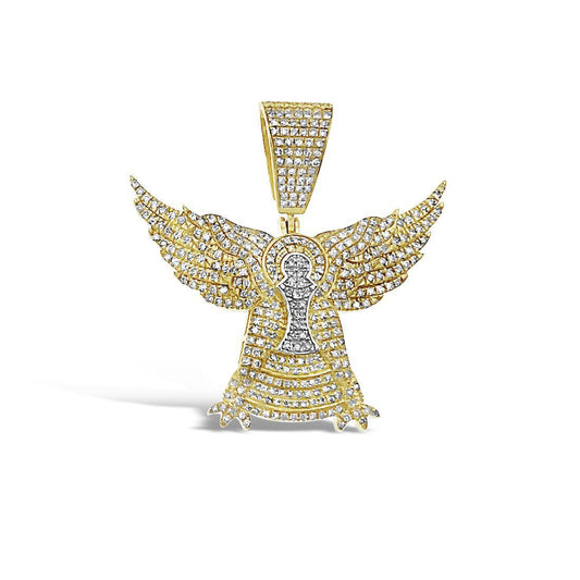 10kt Yellow Gold Diamond Wings Pendant Mens Charm 0.82 Cttw