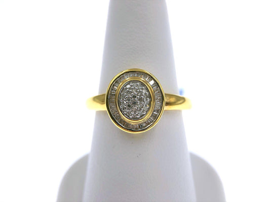 0.25cttw Baguette Diamond Oval Engagement Ring Gold plated 925 Sterling Silver