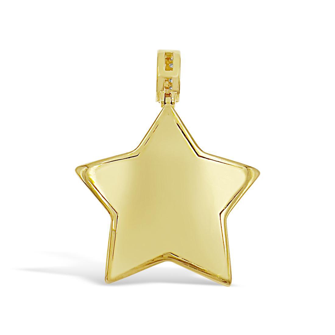 5.30 Cttw Diamond Star Pendant Mens Charm 14k Yellow Gold