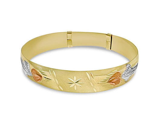 10k Gold Expandable Hinged Bangle Bracelet Tri Color