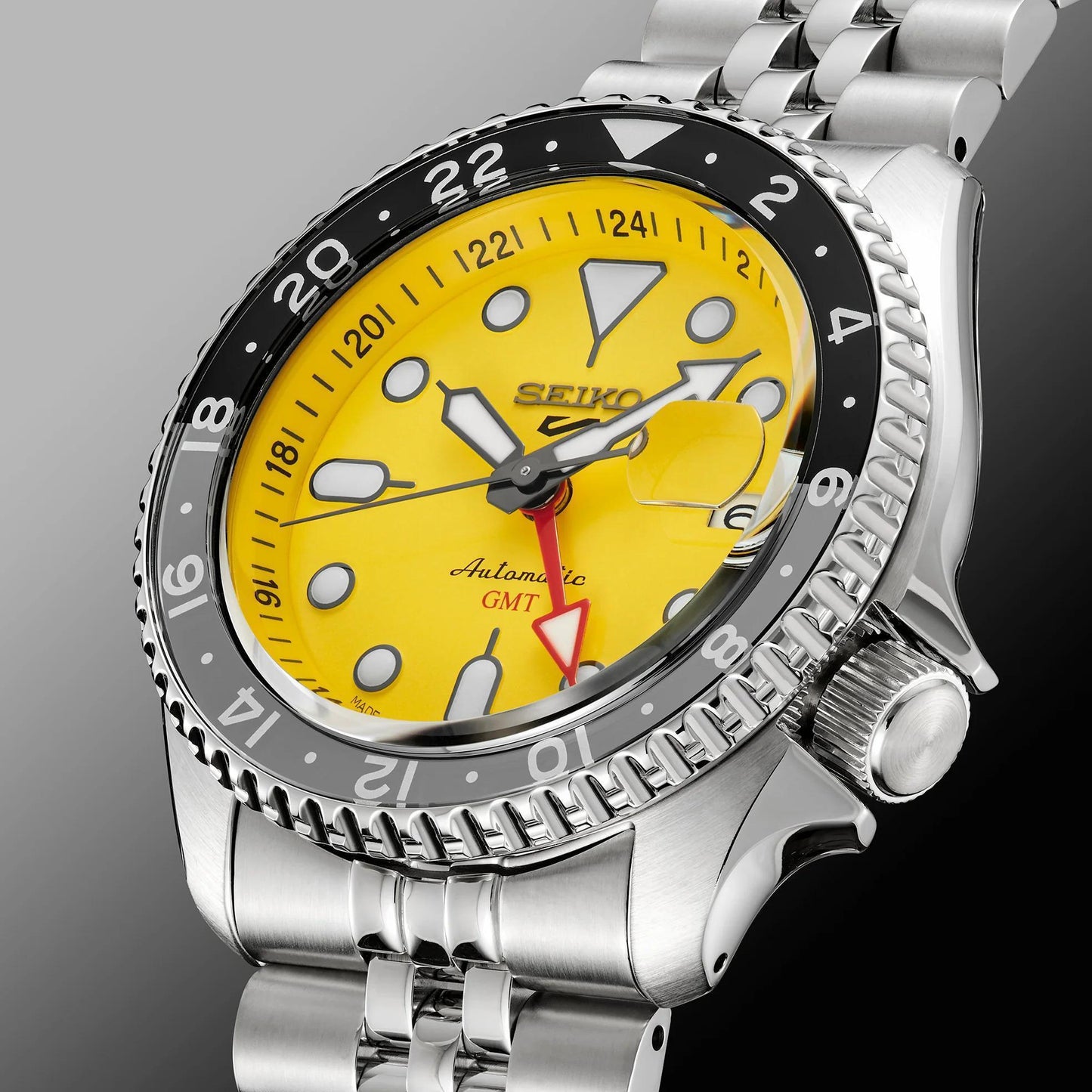 Seiko 5 Sports Automatic GMT Yellow Dial Men's Watch SSK017