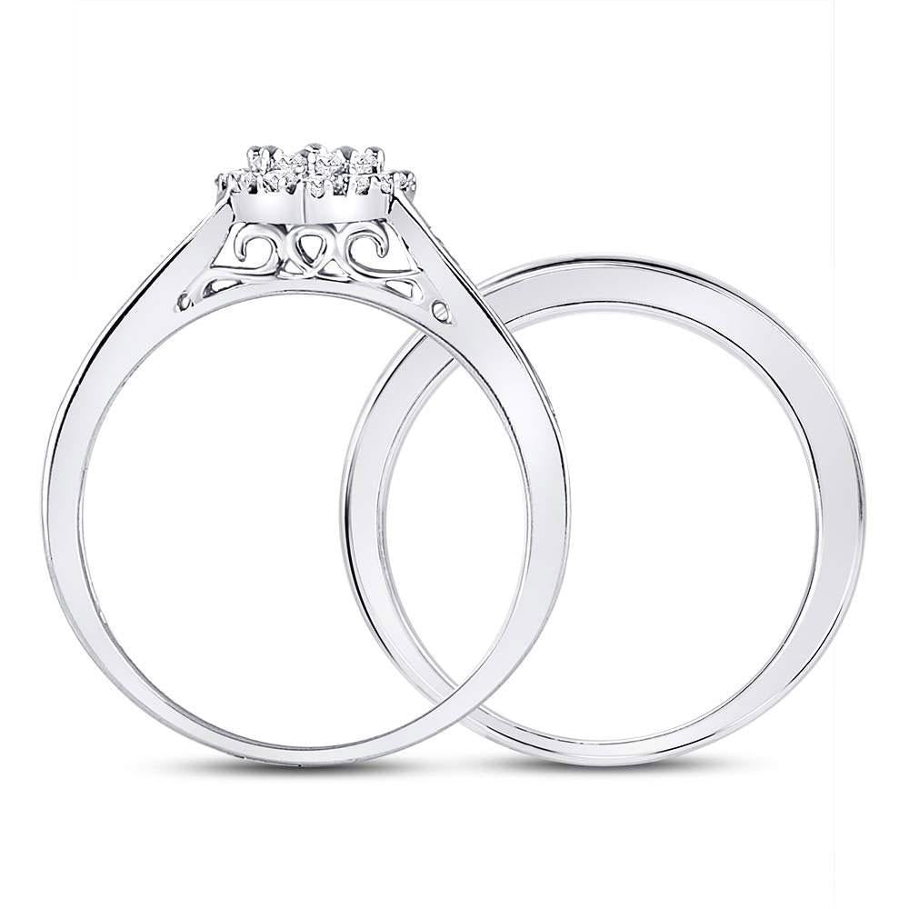 0.50 Ctw Princess Diamon Heart Cluster Bridal Wedding Ring Set 10k White Gold