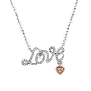 0.20ctw Diamond Love Heart Pendant Necklace 10k White Gold