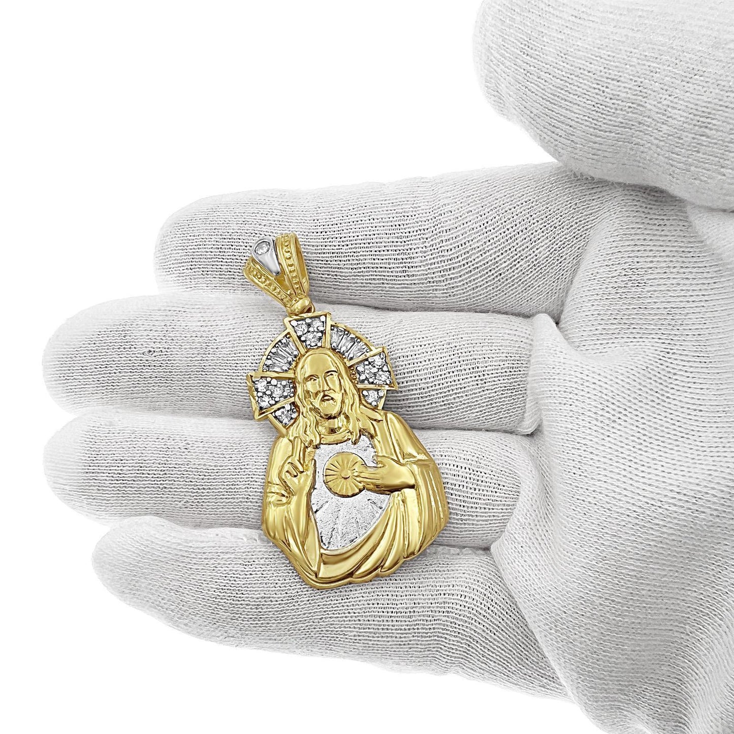 10k Two Tone Gold Heart of Jesus Pendant