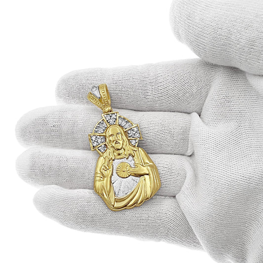 10k Two Tone Gold Heart of Jesus Pendant
